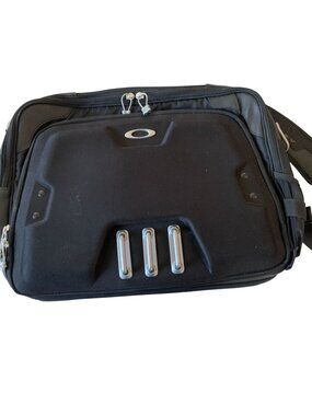 Oakley Black Hard-Shell Messenger Bag With Adjustable Strap & Metal Hardware
